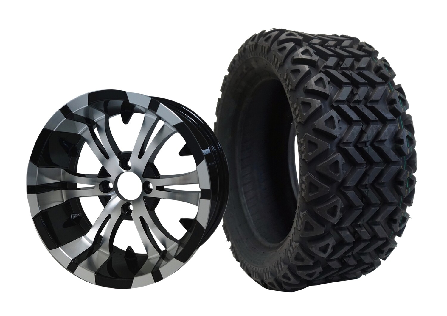 14&quot;x7&quot; VAMPIRE WHEELS (Machine Black) and 23&quot;x10&quot;-14&quot; ALL TERRAIN TIRES (SET OF 4)