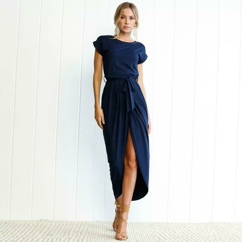 Robe Sexy à col rond et manches courtes