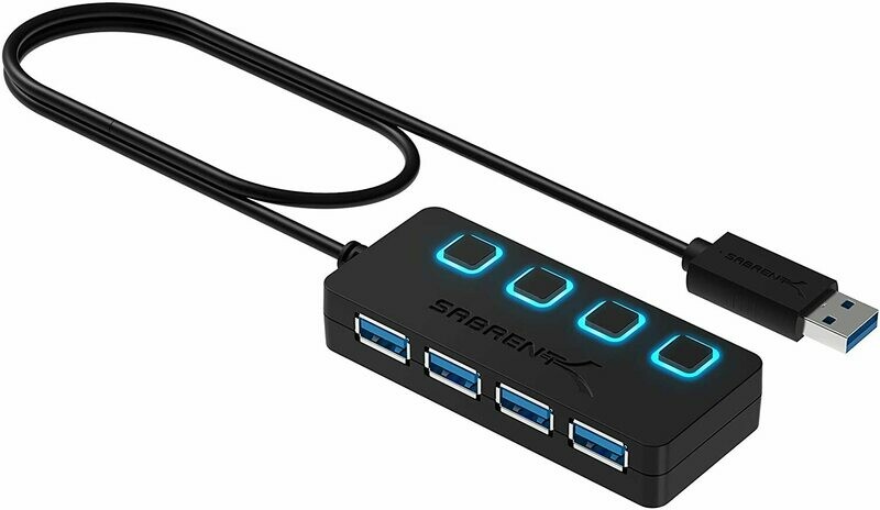 Sabrent 4-Port USB 3.0 Hub avec des commutateurs et des voyants d'alimentation individuels (HB-UM43)
Taille:USB 3.0