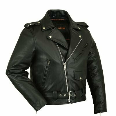 DS730 MEN'S CLASSIC PLAIN SIDE POLICE STYLE M/C JACKET