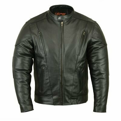 DS779 MEN'S VENTED M/C JACKET W/ PLAIN SIDES