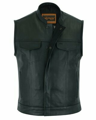 DS189A CONCEALED SNAP CLOSURE, MILLED COWHIDE, SCOOP COLLAR & HIDDEN ZIPPER