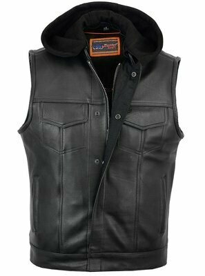 DS182 CONCEALED SNAPS, PREMIUM NAKED COWHIDE, REMOVABLE HOOD & HIDDEN ZIPPER