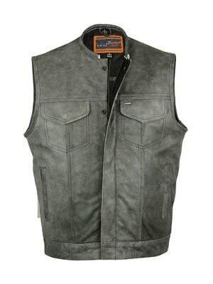 DS191V CONCEALED SNAPS, PREMIUM NAKED COWHIDE, HIDDEN ZIPPER, W/O COLLAR - GRAY