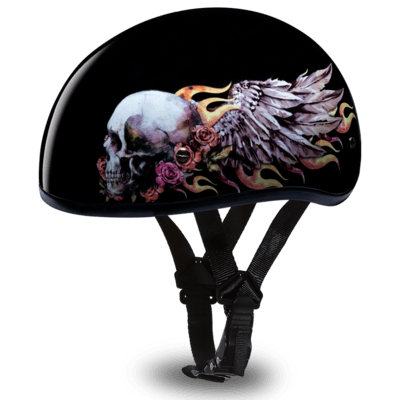 D6-SKW D.O.T. DAYTONA SKULL CAP - W/ SKULL WINGS
