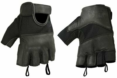 DS17 LEATHER/ MESH FINGERLESS GLOVE