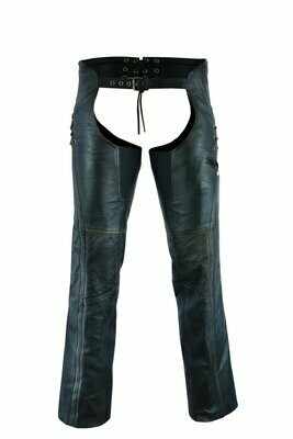 DS490 WOMEN’S STYLISH LIGHTWEIGHT HIP SET CHAPS IN LIGHTWEIGHT DRUM DYED DISTRES