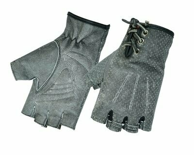 DS74 WOMEN’S WASHED-OUT GRAY PERFORATED FINGERLESS GLOVE