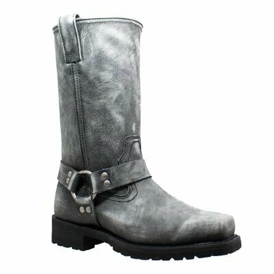 1442SBKM MEN'S HARNESS ZIPPER BOOT BLACK STONE WASH LEATHER