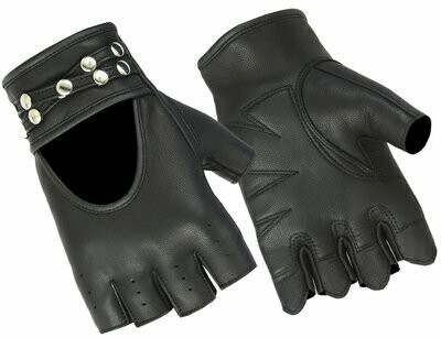 DS85 WOMEN'S FINGERLESS GLOVE WITH RIVETS DETAILING