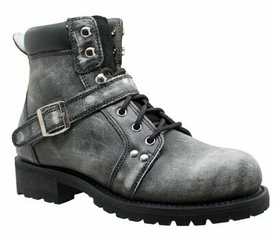 9143SBKM MEN'S 6" ZIPPER LACE STONEWASHED LEATHER BOOT