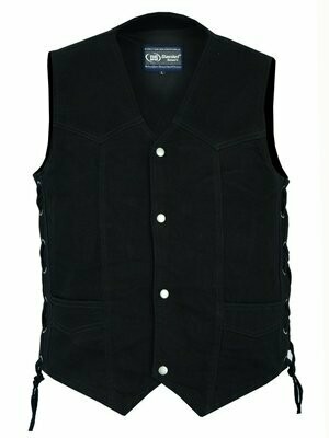 DM911 MEN'S TRADITIONAL DENIM VEST WITH SIDE LACES