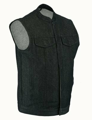 DM977 MEN'S ROUGH RUB-OFF RAW FINISH DENIM VEST