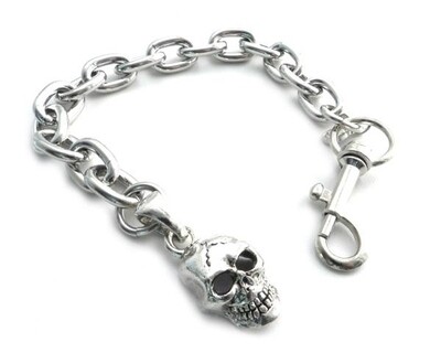 BC11-SKXL SKULL PENDANT ON LINK CHAIN BRACELET 8"