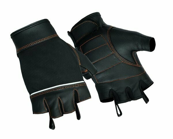 DS2429 WOMEN’S FINGERLESS GLOVE WITH ORANGE STITCHING DETAILS
