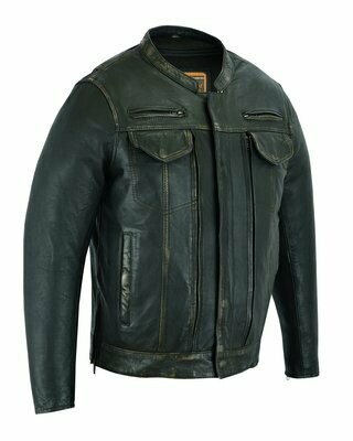 DS790 MEN’S MODERN UTILITY STYLE JACKET IN LIGHTWEIGHT DRUM DYED DISTRESSED NAKE