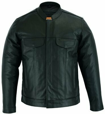 DS788 MEN'S FULL CUT LEATHER SHIRT WITH ZIPPER/SNAP FRONT