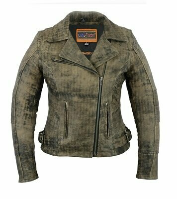 DS836 WOMEN'S UPDATED STYLISH ANTIQUE BROWN M/C JACKET