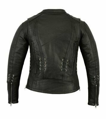 DS885 WOMEN'S STYLISH JACKET WITH GROMMET AND LACING ACCENTS