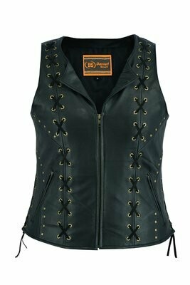 DS233 WOMEN’S ZIPPERED VEST WITH LACING DETAILS