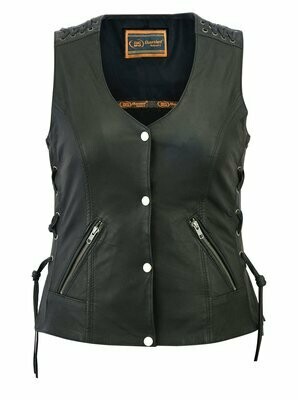 DS285 WOMEN’S VEST WITH GROMMET AND LACING ACCENTS