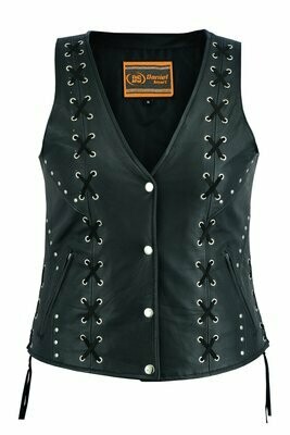 DS234 WOMEN’S OPEN NECK VEST WITH LACING DETAILS