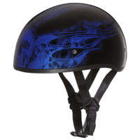 DAYTONA SKULL CAP- W/ SKULL FLAMES BLUE