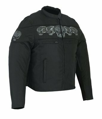 DS600 MEN'S TEXTILE SCOOTER STYLE JACKET W/ REFLECTIVE SKULLS