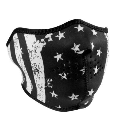 WNFM091H ZAN® HALF MASK- NEOPRENE- BLACK AND WHITE FLAG
