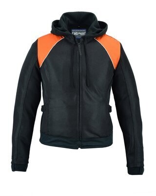 DS827 WOMEN’S MESH 3-IN-1 RIDING JACKET (BLACK/ORANGE)