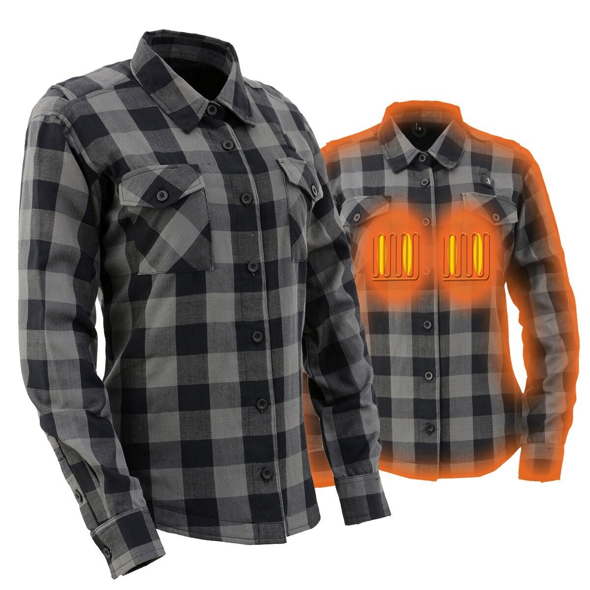 Women’s Standard ‘Bonnie’ Black/Grey Heated Flannel Long Sleeve Shirt