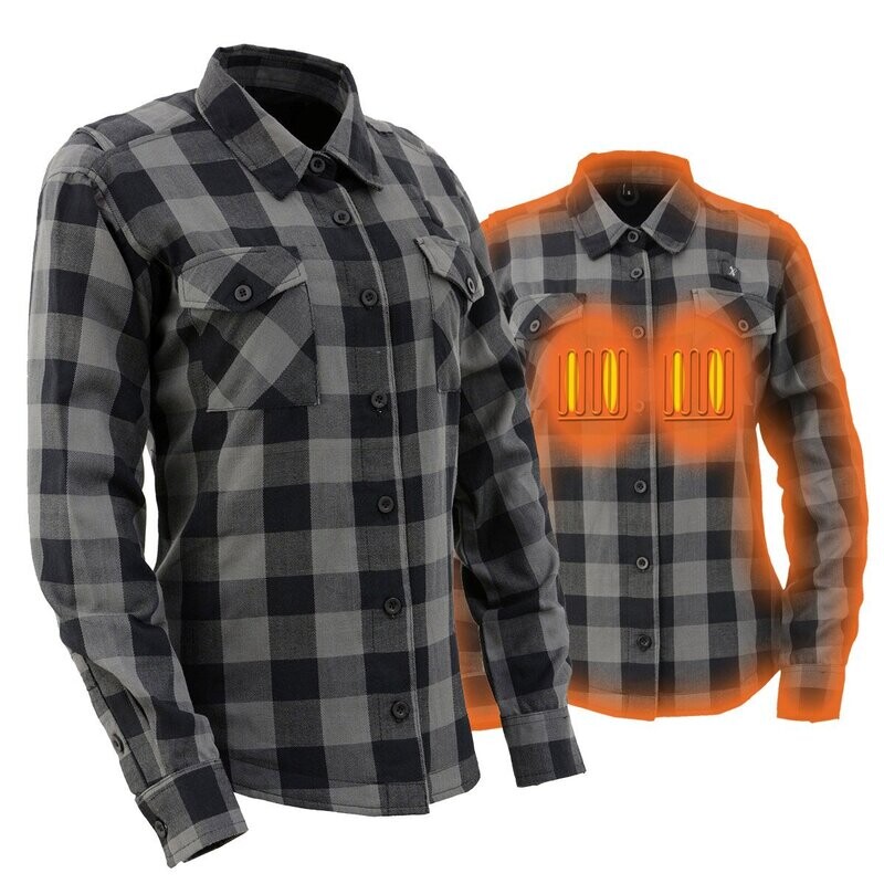 Women’s Standard ‘Bonnie’ Black/Grey Heated Flannel Long Sleeve Shirt