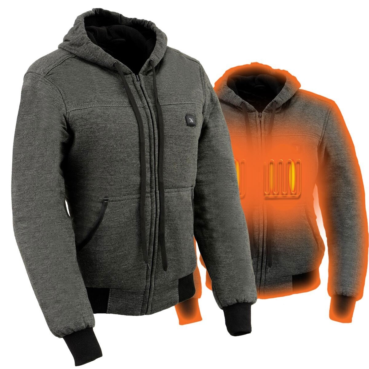 Women Zipper Front Heated Hoodie w/ Front & Back Heating Elements