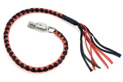 GBW202 LEATHER BIKER WHIP–ORANGE/BLACK