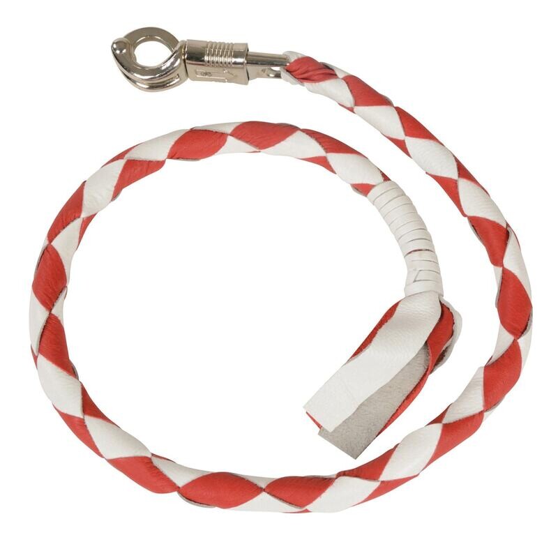 Leather “Get Back” Whip for Motorcycles
Brand : Milwaukee Leather red/white