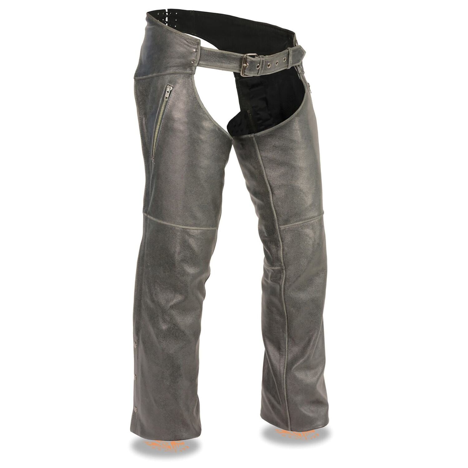 Men’s Vintage Distressed Slate Chap w/ Deep Thigh Zippered Pockets