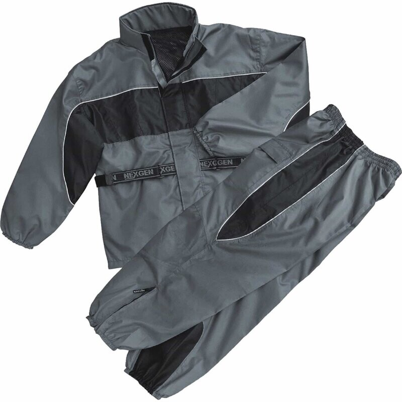Men’s Black & Gray Rain Suit Water Resistant w/ Reflective Piping
Brand : Milwaukee Leather Performance Apparel
