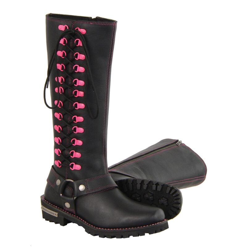 Women’s 14″Inch Leather Harness Boot w/ Fuchsia Accent Lacing
Brand : Milwaukee Boots