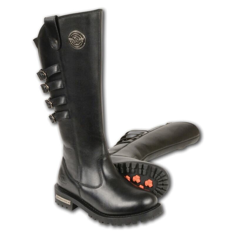 Women’s 15″Inch High Rise Leather Riding Boot w/ Four Calf Buckles
Brand : Milwaukee Boots
