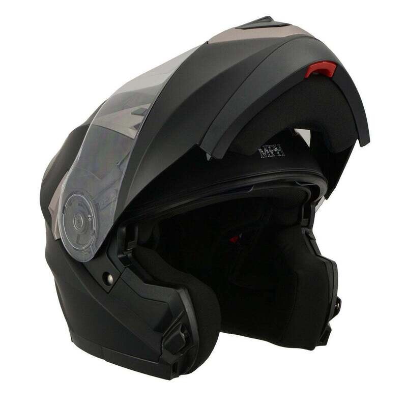 MILWAUKEE PEFORMANCE HELMETS MPH9804DOT MATTE BLACK MODULAR RACING HELMET WITH DROP DOWN TINTED VISOR