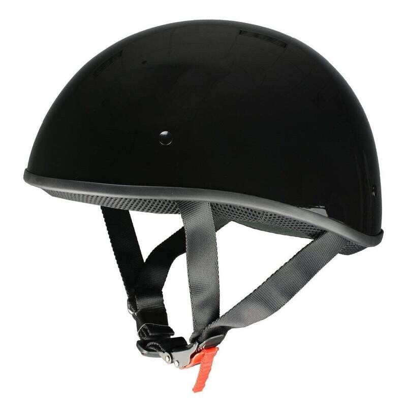 MILWAUKEE HELMETS MPH9711DOT 'BARE BONES' GLOSSY BLACK HALF HELMET