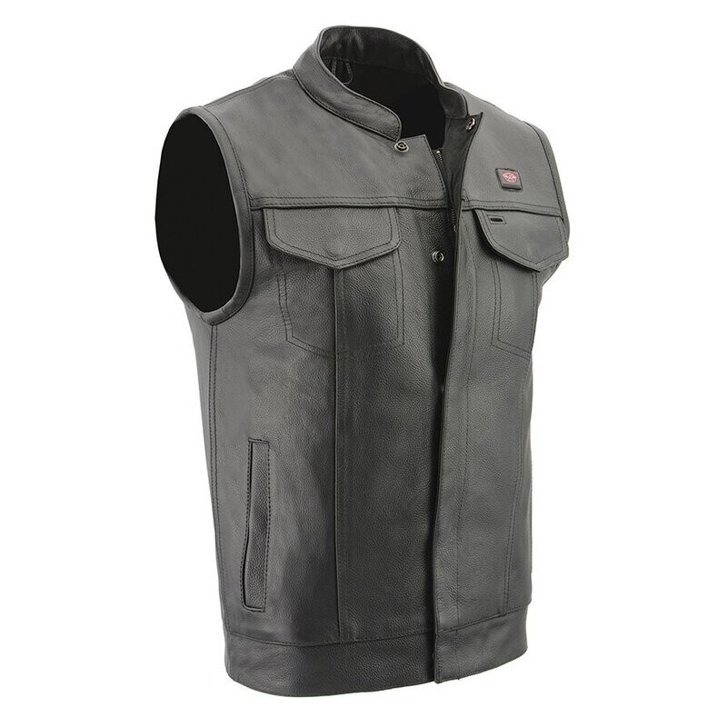 Men’s Leather Club Style Vest w/ Heated Technology and Cool Tec®