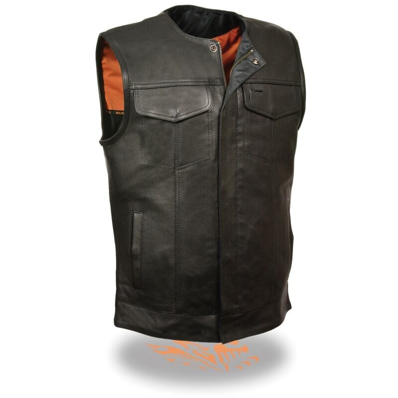 Men’s Distressed Grey Open Neck Snap/Zip Front Club Style Vest
Brand : Milwaukee Leather