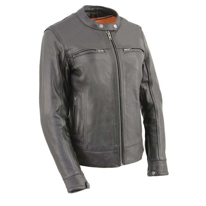 Women’s ‘Cool-Tec’ Black Leather Triple Stitch Scooter Jacket
Brand : Milwaukee Leather