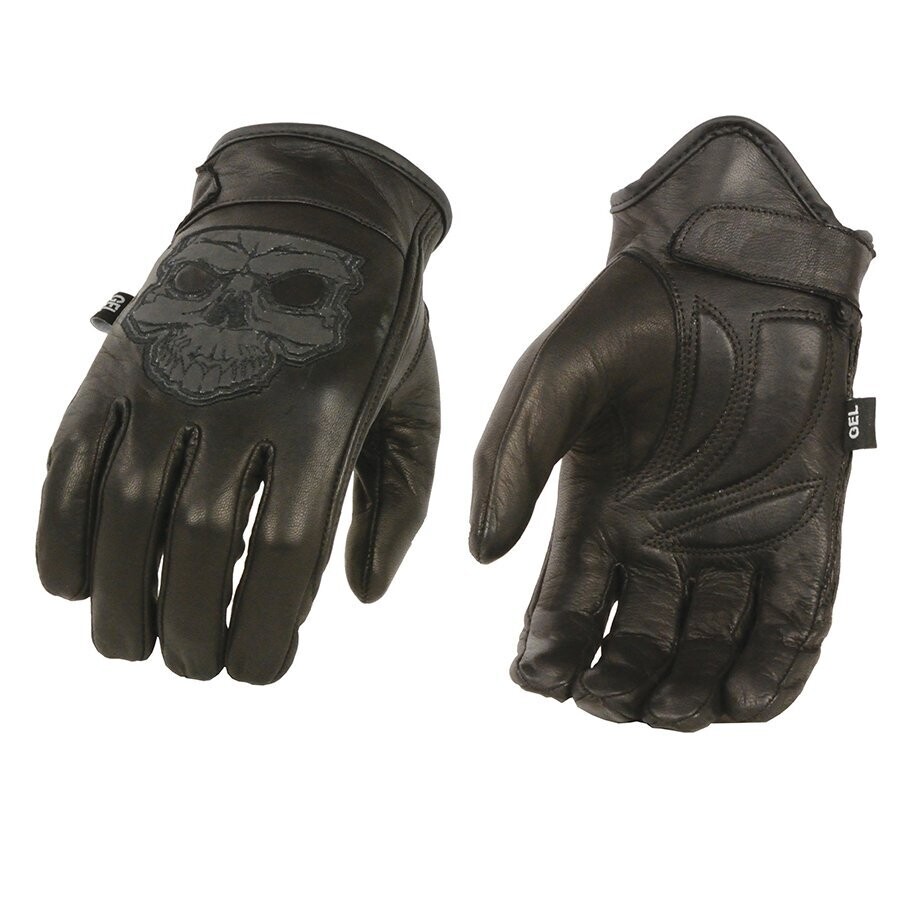 Men’s Leather Gloves w/ Reflective Skull Design with Cool Tec Technology
Brand : Milwaukee Leather