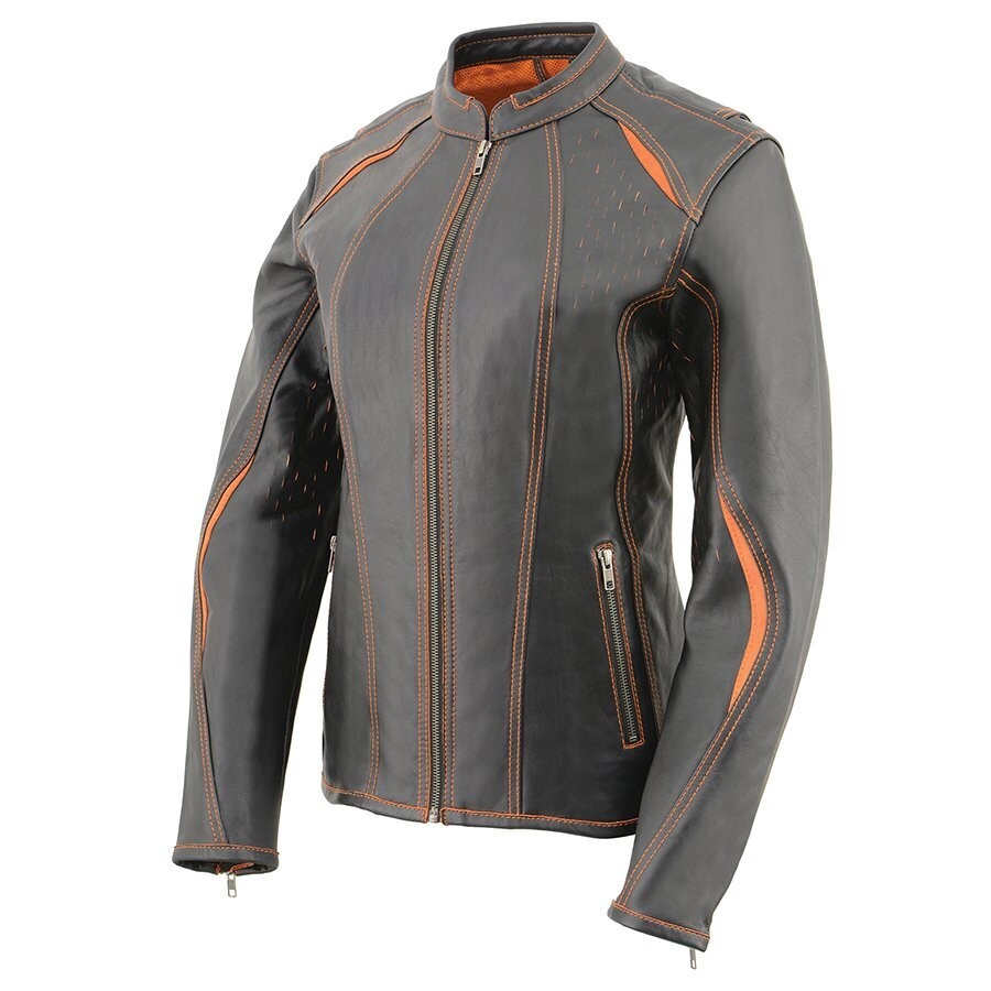 Women’s Scuba Style Racer Jacket w/ Laser Cut Accents
Brand : Milwaukee Leather Multiple colors