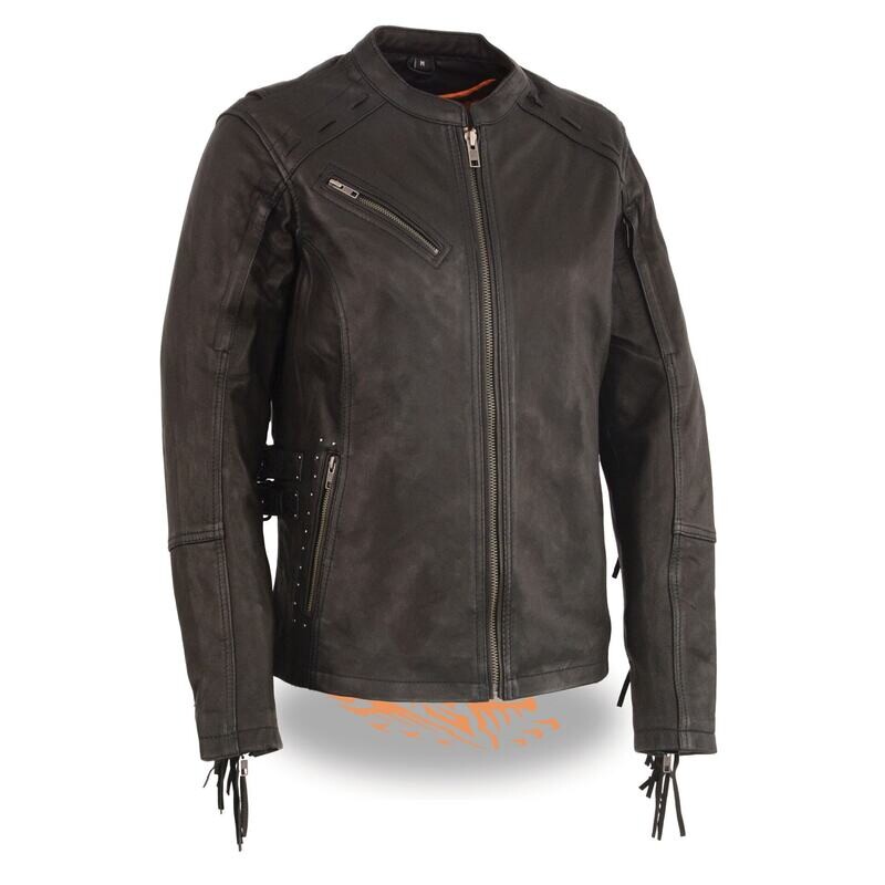 Women’s Lightweight Scuba Racer Jacket w/ Fringe
Brand : Milwaukee Leather