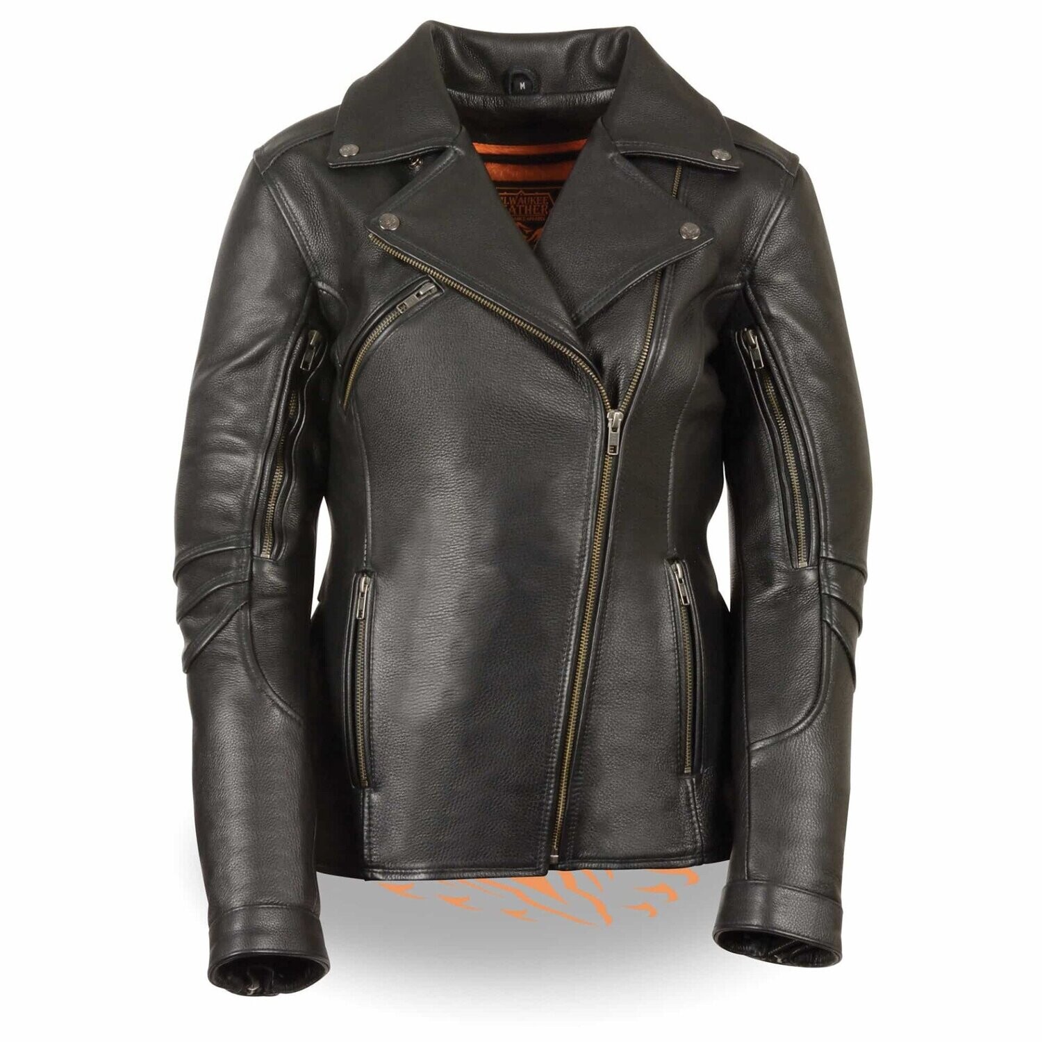 Women’s Long Length Beltless Vented Biker Jacket
Brand : Milwaukee Leather