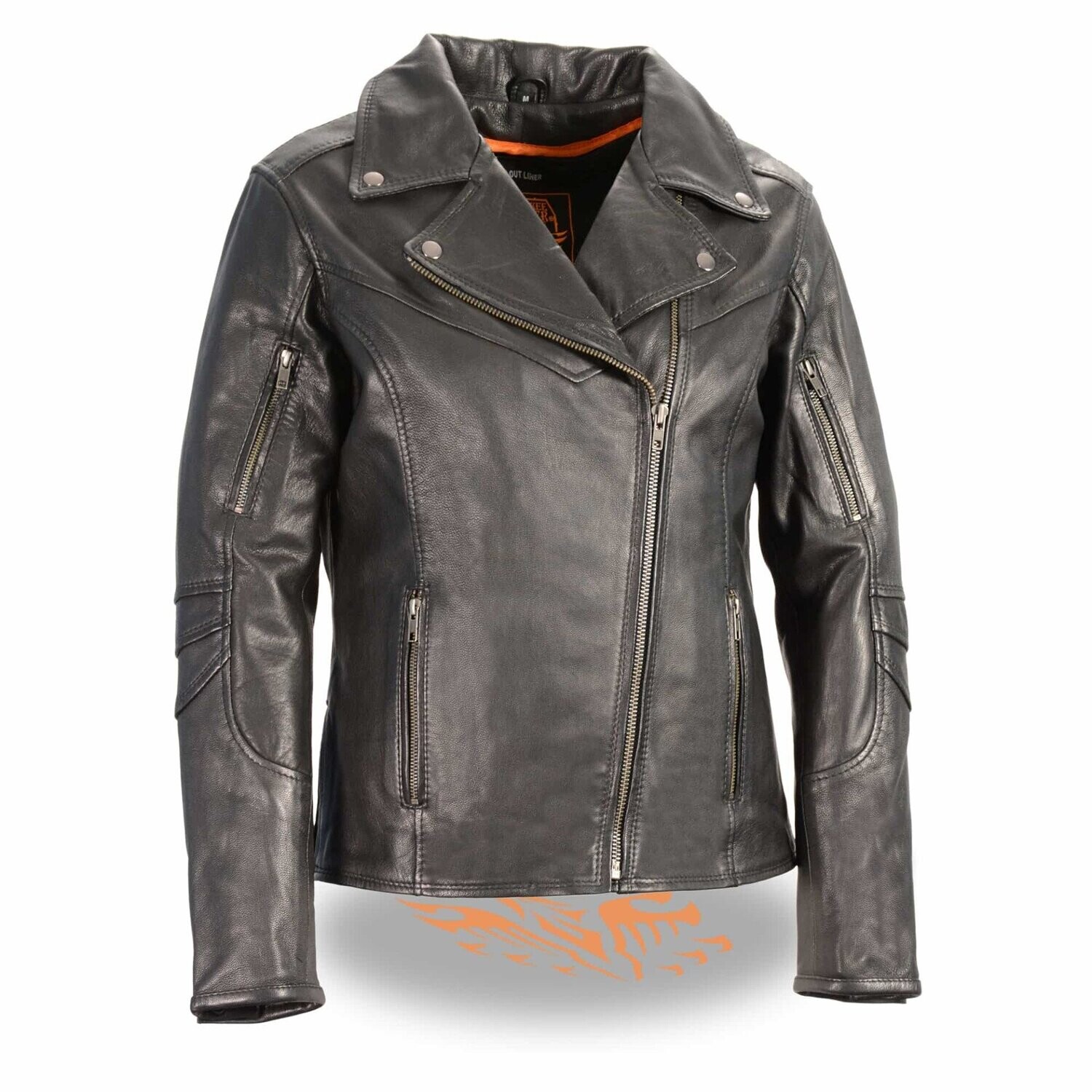 Women’s Lightweight Long Length Beltless Vented Biker Jacket
Brand : Milwaukee Leather