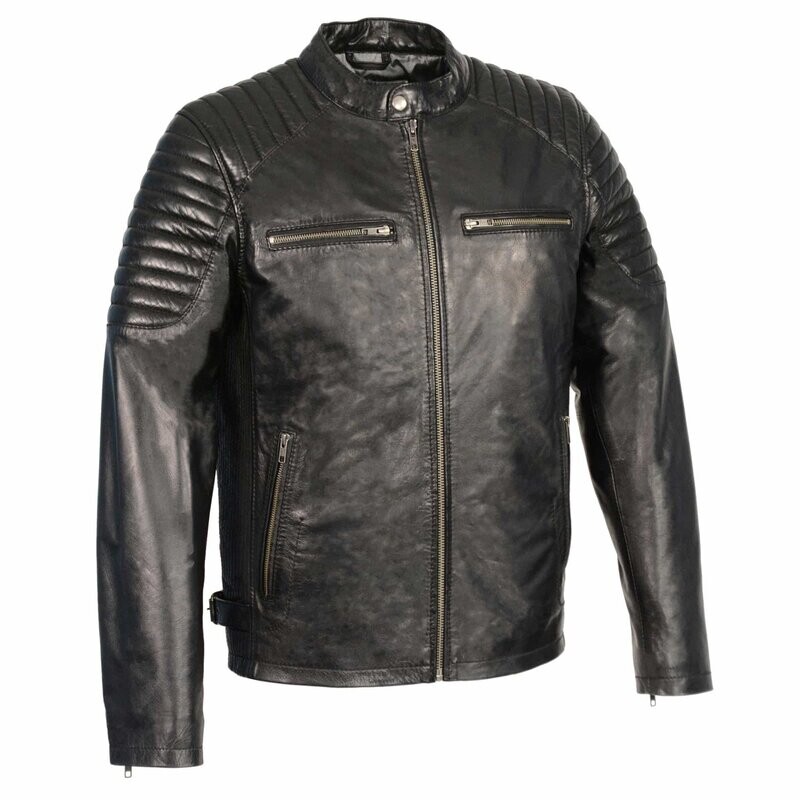 Men’s Snap Collar Leather Jacket w/ Quilted Shoulders
Brand : Milwaukee Leather Multiple colors
